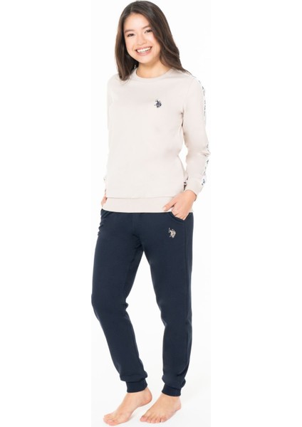 U.s Polo Assn. 20120 Kadın Uzun Kollu Bisiklet Yaka Paçası Bantlı Rahat Ev Giyim-Bej fiyatları