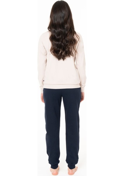 U.s Polo Assn. 20120 Kadın Uzun Kollu Bisiklet Yaka Paçası Bantlı Rahat Ev Giyim-Bej modelleri