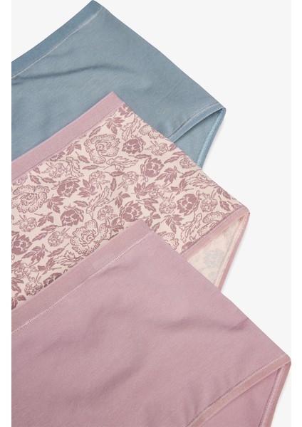 Rose Ceremony Çiçek Desenli Yüksek Bel 3'lü Slip Külot