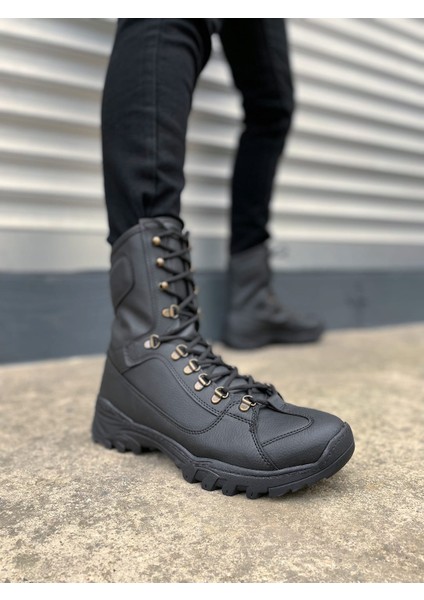 JET-999 Strike Bağcıklı Ortopedik Taban Günlük Cilt Erkek Askeri Postal Bot CST Siyah