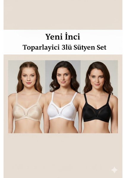 Yeni Inci 1610 3 Renk Balensiz Telsiz Toparlayıcı Sütyen Seti