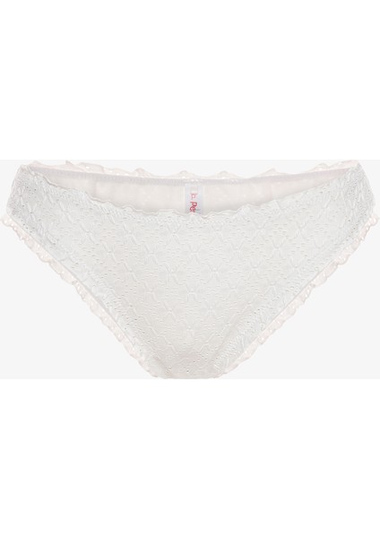Kırık Beyaz Arizona Fırfırlı Slip Bikini Altı