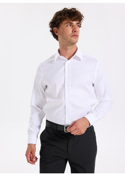 Slim Fit Sumos Yaka Armürlü Beyaz Erkek Gömlek F5WM-GML 2580 fiyatları