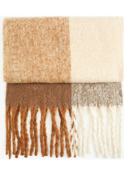 Püsküllü Yumuşak Dokulu Renk Bloklu Uzun Atkı fiyatları