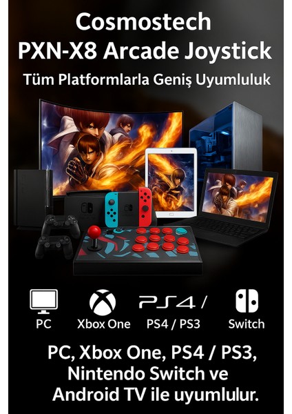 PXN X8 Arcade Fight Stick Joystick Dövüş Oyunları PS4, Xbox,N.Switch, PC Uyumlu Oyun Kolu modelleri