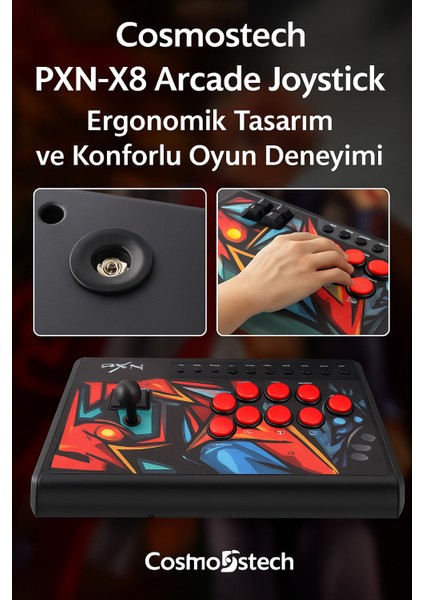 PXN X8 Arcade Fight Stick Joystick Dövüş Oyunları PS4, Xbox,N.Switch, PC Uyumlu Oyun Kolu