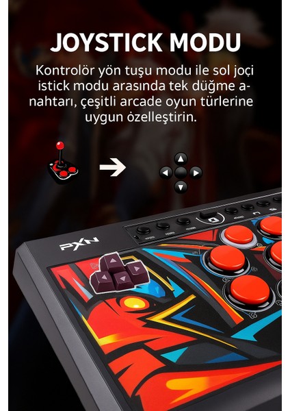 PXN X8 Arcade Fight Stick Joystick Dövüş Oyunları PS4, Xbox,N.Switch, PC Uyumlu Oyun Kolu