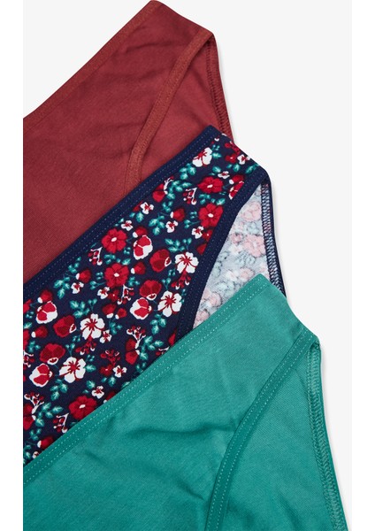 Cheerful Çiçek Desenli Normal Bel 3'lü Külot