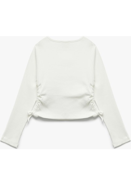 Pamuklu Uzun Kollu Bisiklet Yaka Kaşkorse Crop Tişört fiyatları