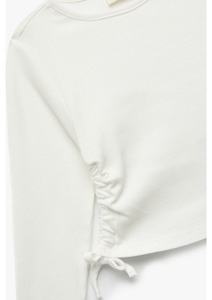 Pamuklu Uzun Kollu Bisiklet Yaka Kaşkorse Crop Tişört modelleri