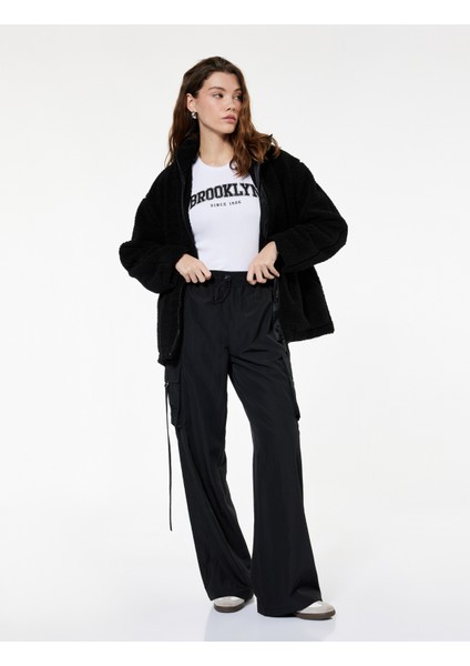 Yüksek Bel Kargo Cepli Geniş Paça Eşofman Altı