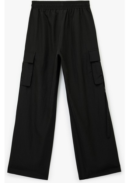 Yüksek Bel Kargo Cepli Geniş Paça Eşofman Altı fırsatları