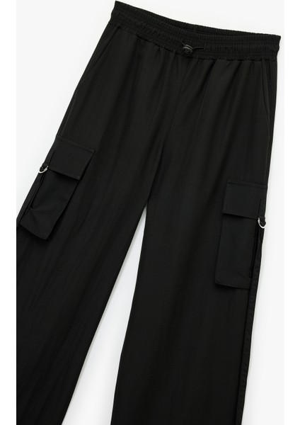 Yüksek Bel Kargo Cepli Geniş Paça Eşofman Altı indirimleri