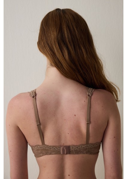 Açık Kahverengi Donna Dantelli Balenli Dolgusuz Toparlayıcı Sütyen