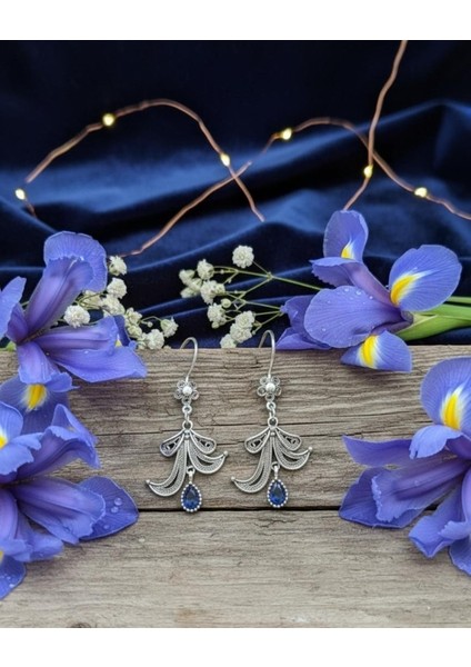 925 Ayar Gümüş Telkari Işleme Hürrem Sallantılı Küpe - Yakut Safir Zümrüt Taşlı El Yapımı Hediyelik fiyatları