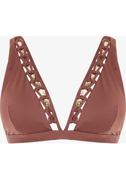Açık Kahverengi Astrid Deep V Kesim Bikini Üstü