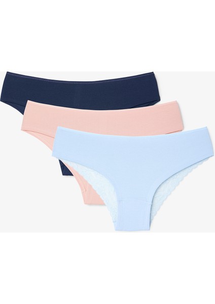 Karışık Renk Skyway Dantel Detaylı Düşük Bel 3'lü Hipster Külot