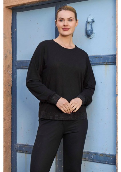 26028 Kadın Uzun Kollu Baskılı Spor 2'li Takım-Siyah fiyatları