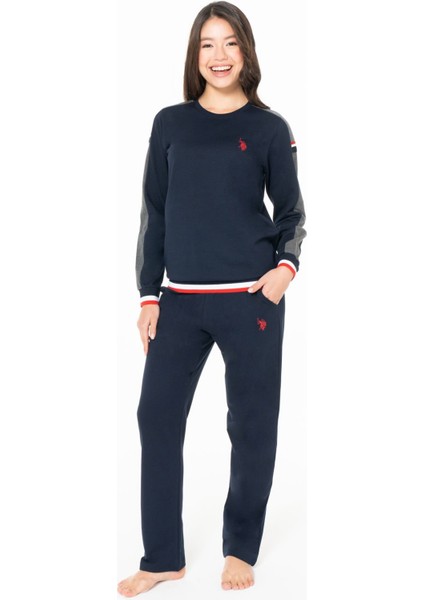 U.s Polo Assn. 20116 Kadın Uzun Kollu Bisiklet Yaka Rahat Ev Giyim-Lacivert fiyatları