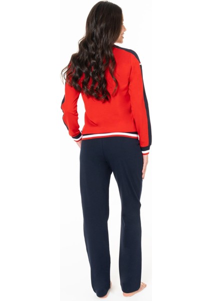 U.s Polo Assn. 20116 Kadın Uzun Kollu Bisiklet Yaka Rahat Ev Giyim-Kırmızı modelleri