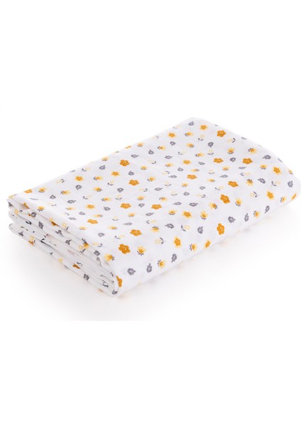 %100 Pamuk Premium & Hafif Müslin Bezi Örtüsü I 120X120 cm I Sarı I Çiçek Desenli & 4 Adet Ağız Mendili 27X27CM modelleri