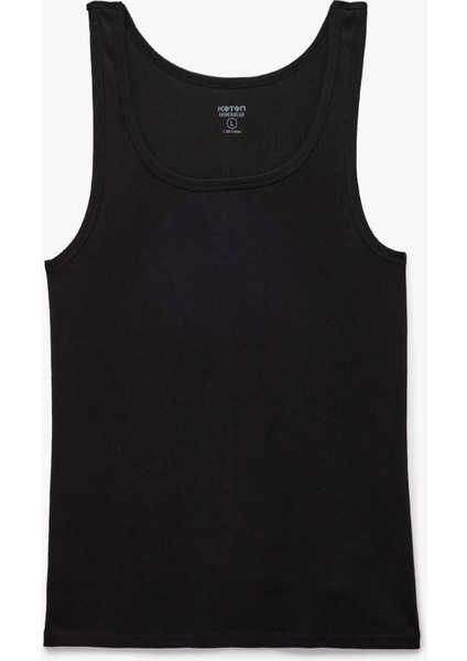 Bisiklet Yaka Kolsuz Slim Fit Ribanalı Pamuklu Atlet