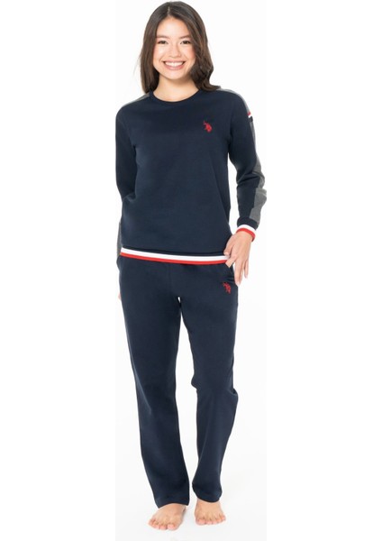 U.s Polo Assn. 20116 Kadın Uzun Kollu Bisiklet Yaka Rahat Ev Giyim-Lacivert