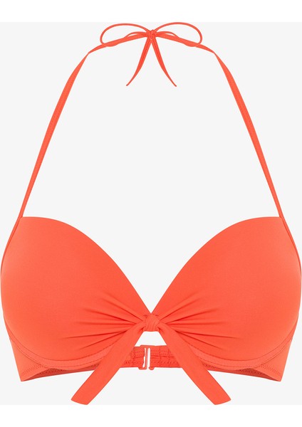 Mercan Boyundan Bağlamalı Push Up Balenli Bikini Üstü