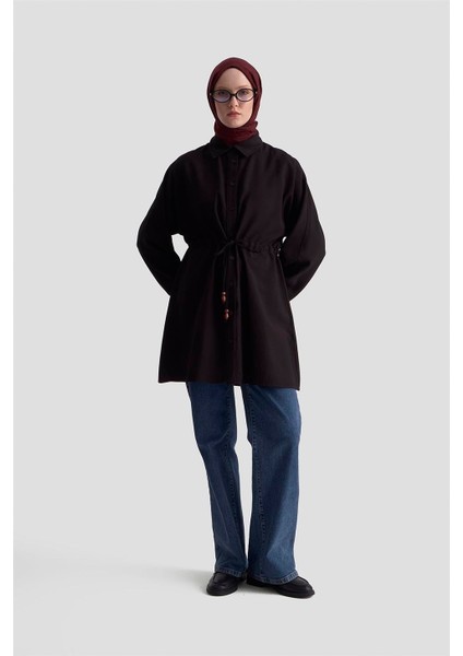 Bağcıklı Safari Tunik 25KD9012 Siyah