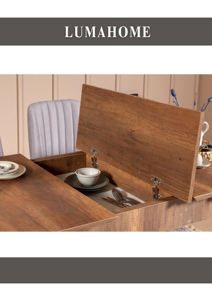 Gordes Extra Ceviz-Gri Yemek Masası Takımı fiyatları