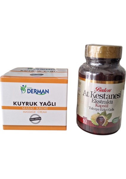 Kuyruk Yağlı Krem 100 ml +At Kestanesi Ekstrat 60 Kapsül (Diz Ağrısı -Eklemağrısı)