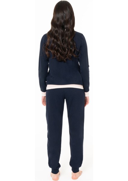 U.s Polo Assn. 20117 Kadın Uzun Kollu Bisiklet Yaka Paçası Bantlı Rahat Ev Giyim-Lacivert modelleri