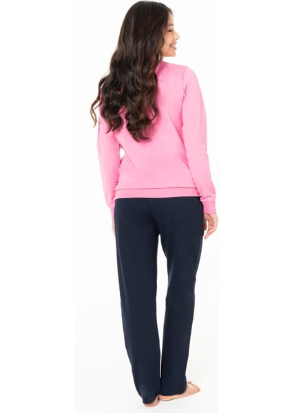 U.s Polo Assn. 20123 Kadın Uzun Kollu Bisiklet Yaka Rahat Ev Giyim-Fuşya modelleri