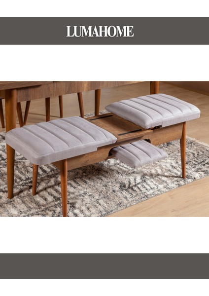 Gordes Extra Ceviz-Gri Yemek Masası Takımı