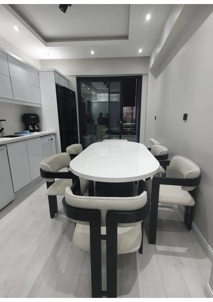 Bohem Masa Takımı Ahşap Açılır Masa Takımı 6 Kişilik Masa Sandalye Takımı Iskandinav Takım