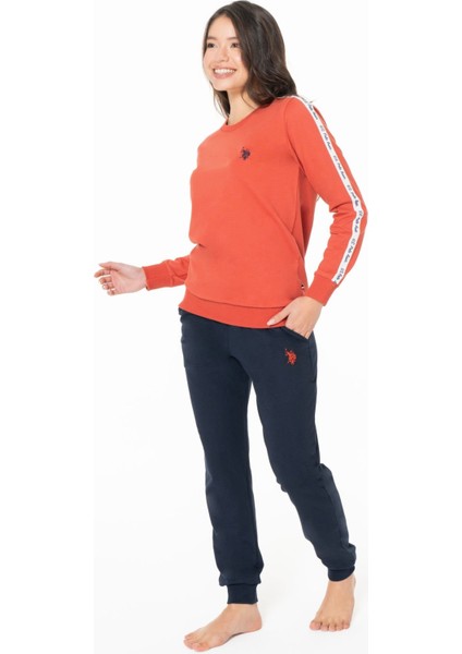 U.s Polo Assn. 20120 Kadın Uzun Kollu Bisiklet Yaka Paçası Bantlı Rahat Ev Giyim-Kiremit fiyatları