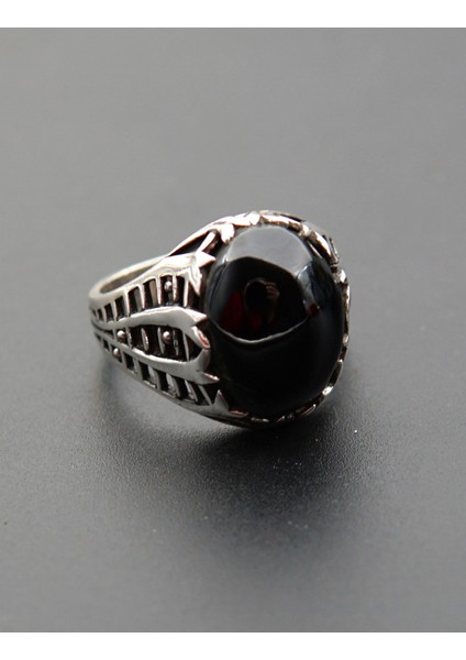 925 Ayar Gümüş Erkek Oltu Taşı Yüzük SY00094 indirimleri