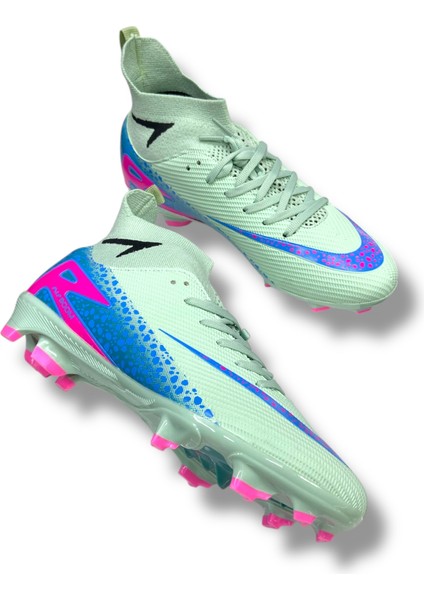 Yeni Model Özel Taban Çoraplı Krampon Su Yeşili Mavi Desenli