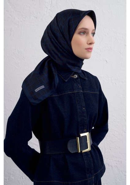 Geometrik Desenli Saf Ipek Twill Eşarp 9438D 50 fiyatları