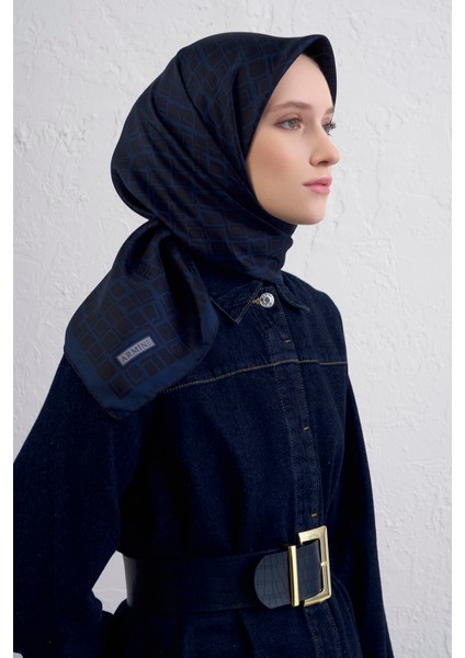 Geometrik Desenli Saf Ipek Twill Eşarp 9438D 50 modelleri