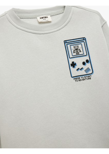 Uzun Kollu Bisiklet Yaka Baskılı Sweatshirt modelleri