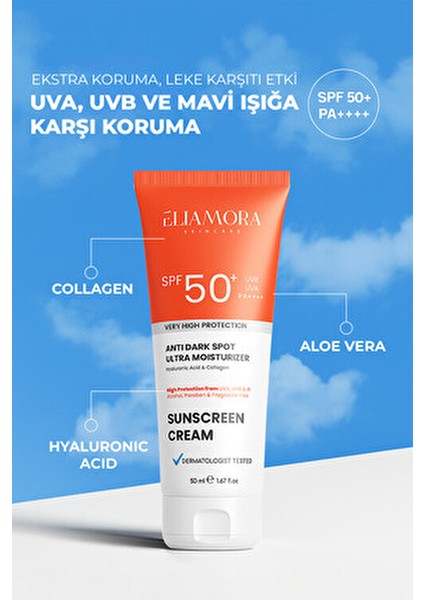 Yoğun Güneş Kremi SPF 50+ Tüm Cilt Tipleri İçin Beyazlık Bırakmayan Formül 50 ml