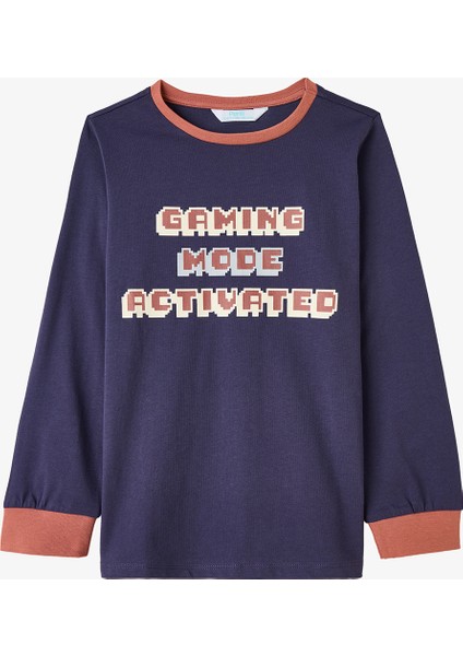 Erkek Çocuk Gaming Baskılı Uzun Kollu Pamuklu 2'li Pijama Takımı