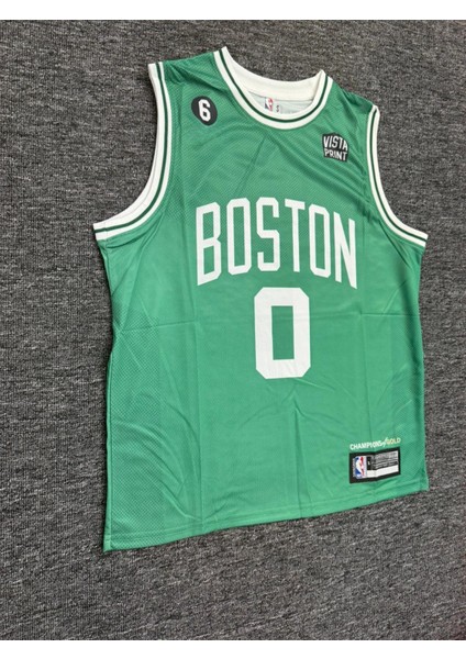Boston Celtic Tatum 0 Koyu Yeşil Basketbol Forması Micro Kumaş fırsatları