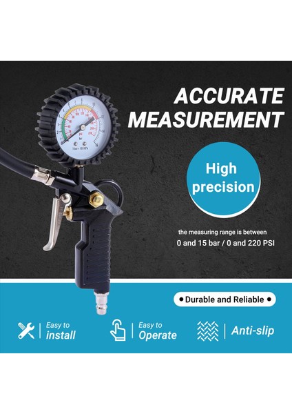 Araç Lastik Basınç Göstergesi 220 Psi Lastik Şişiricisi, Araç Motosiklet Bisiklet Kamyonu Için 90 Derece Valf Genişletici Hava Kompresörü (Yurt Dışından) indirimleri