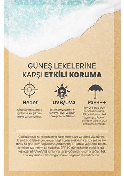 Yoğun Güneş Kremi SPF 50+ Tüm Cilt Tipleri İçin Beyazlık Bırakmayan Formül 50 ml