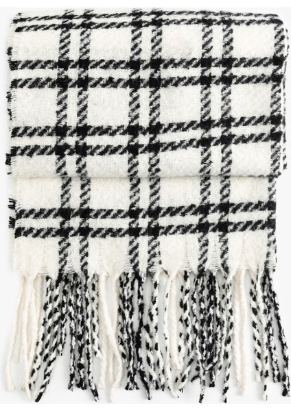 Kareli Püsküllü Yumuşak Dokulu Uzun Atkı fiyatları