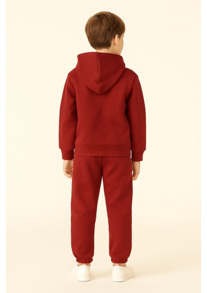 Kırmızı Washington Seattle Yazılı Kapüşonlu 3 Iplik Şardonlu Çocuk Eşofman Takımı – Pamuklu Kumaş, Kışlık modelleri