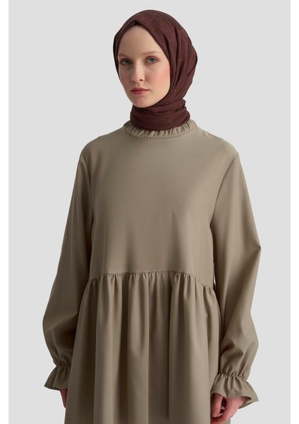 Fırfırlı Balon Kollu Tunik 25KD9018 Bej modelleri