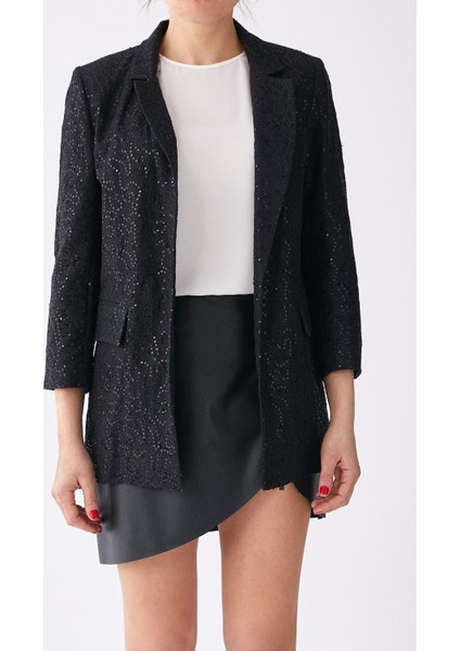 Pul İşlemeli Kadın Ceket Siyah K1916014_001